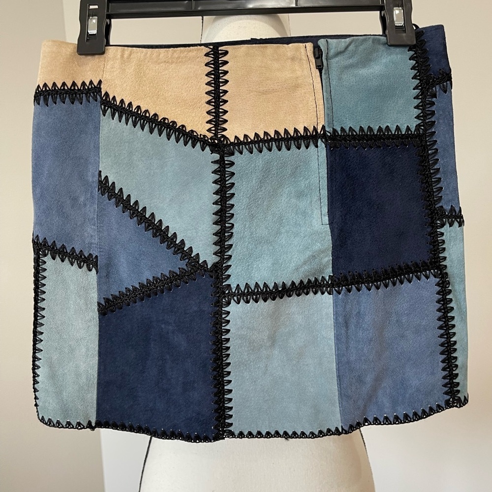 Zara size small patchwork suede leather mini skirt concert festival going out - Picture 3 of 11